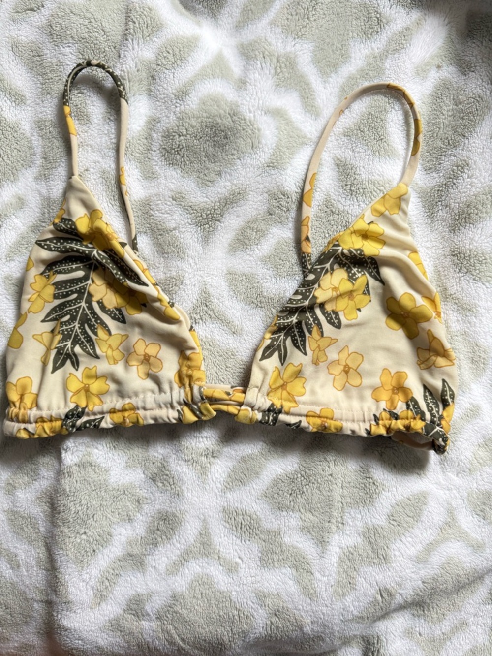 Benoa Swim Yellow Floral Triangle Bikini Top